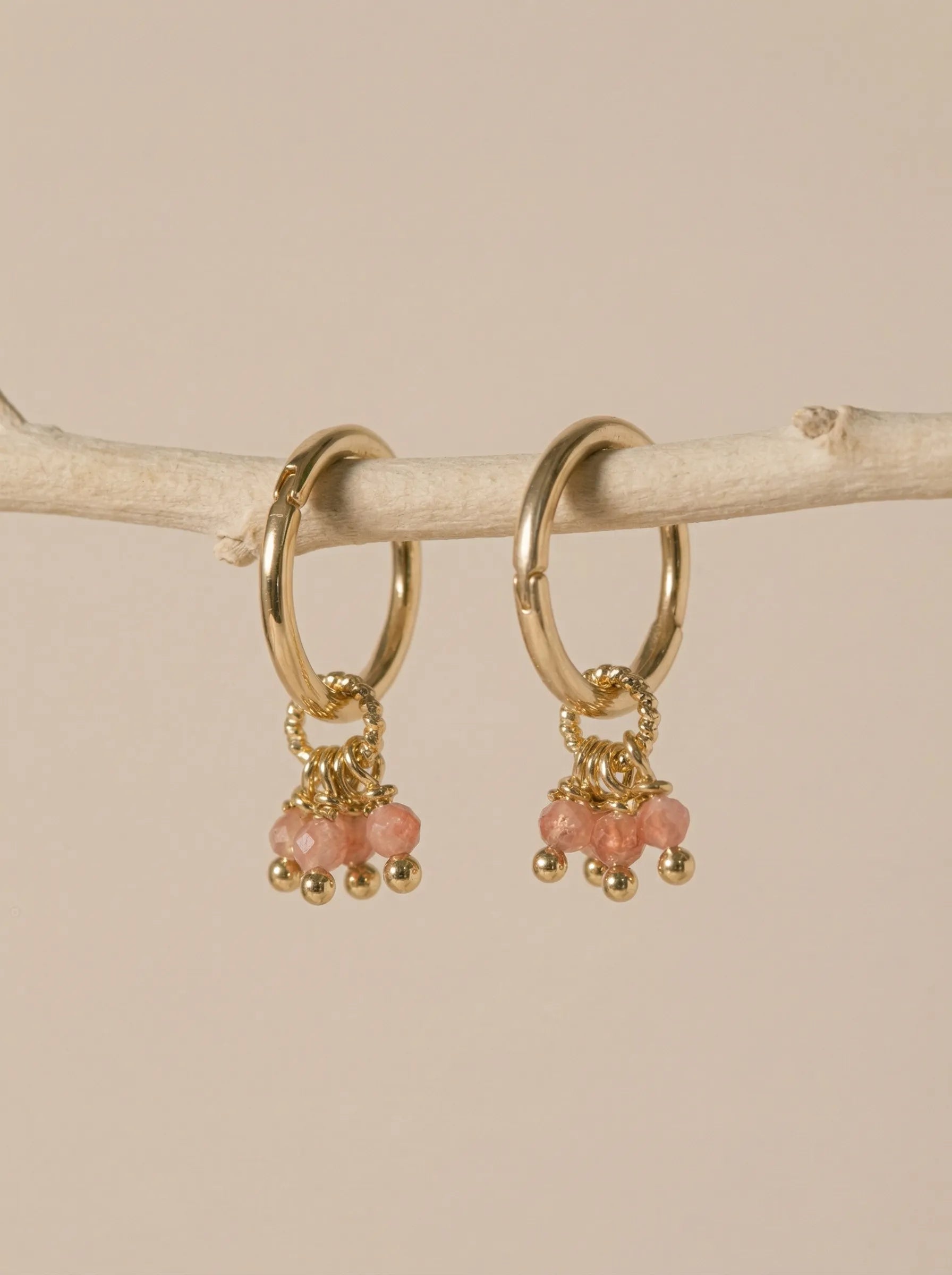 AUBE MINI CREOLES ROSE-BO / Earrings-Les Petites Pampilles