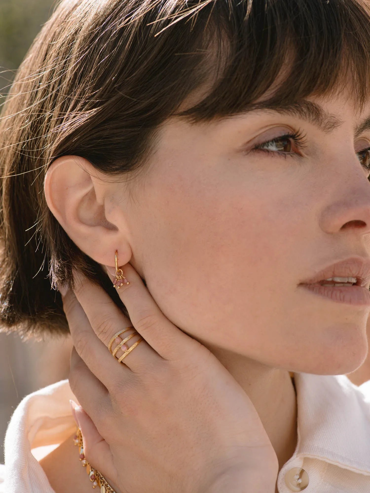 AUBE MINI CREOLES ROSE-Colliers / Necklaces-Les Petites Pampilles