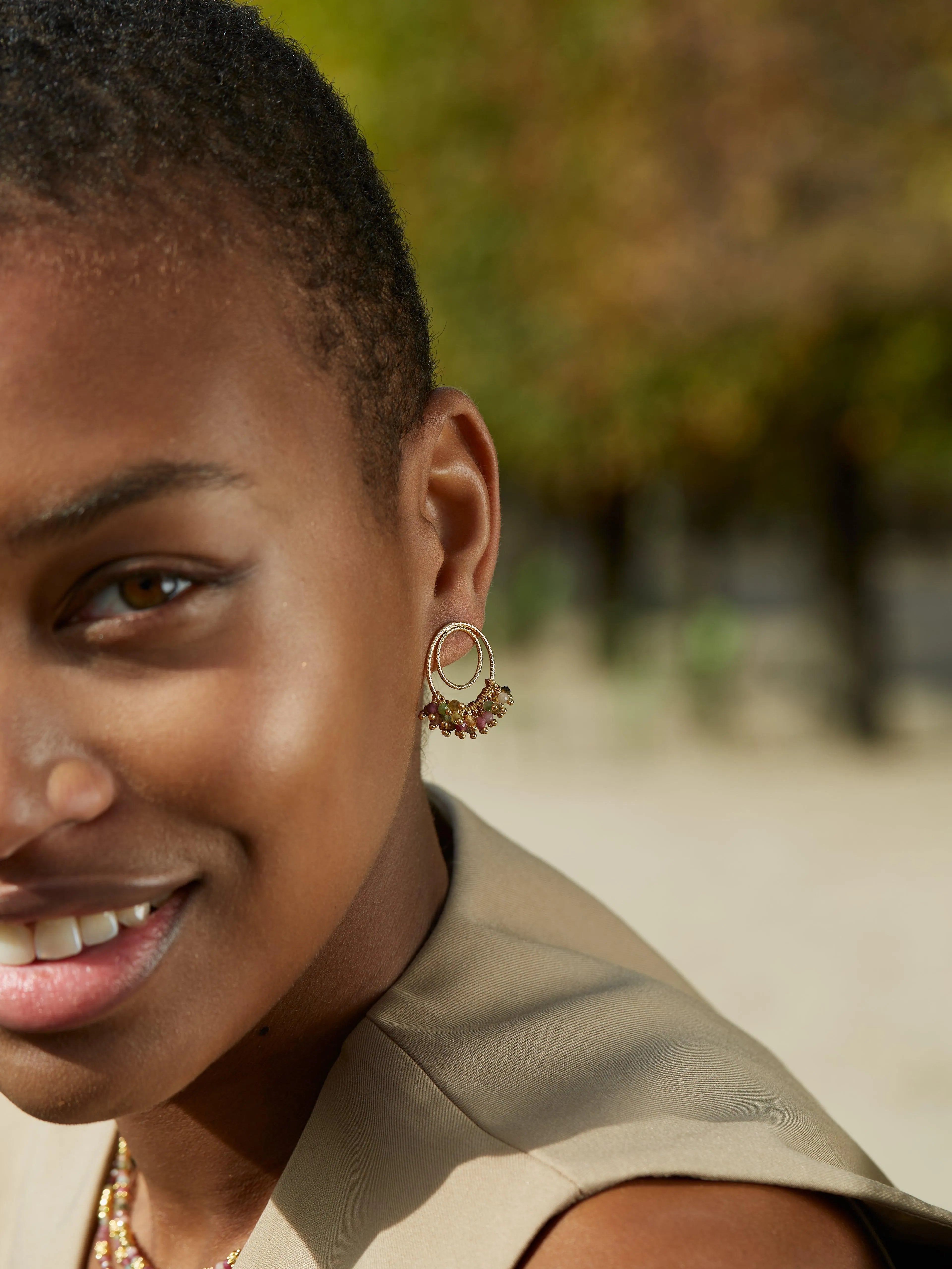 MINI GROSEILLES BO-BO / Earrings- Bijoux dorés -Les Petites Pampilles