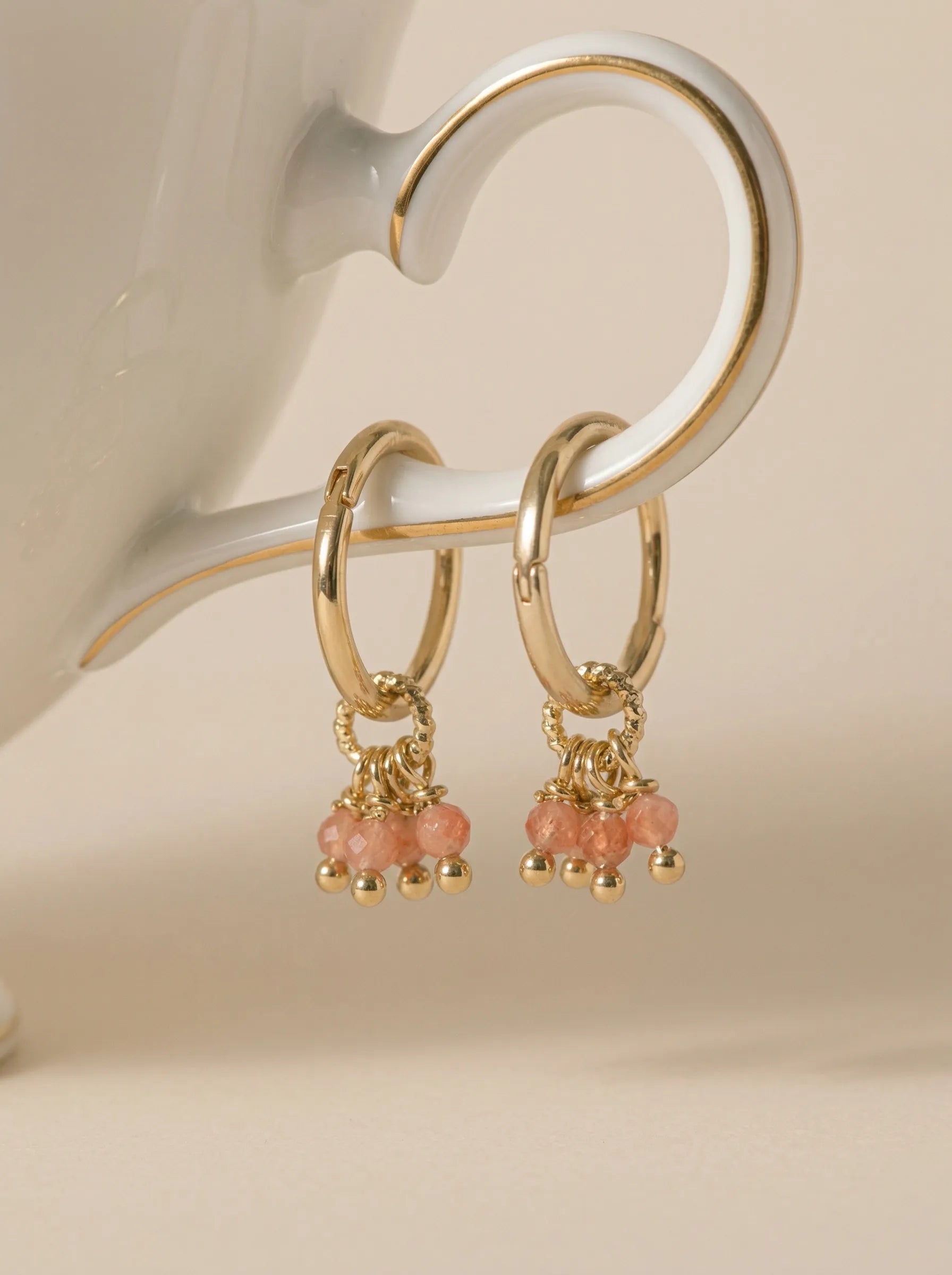 AUBE MINI CREOLES ROSE-Colliers / Necklaces-Les Petites Pampilles